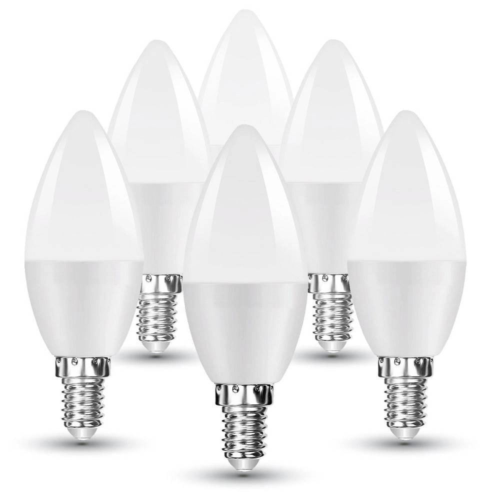 Trade Shop - 5 Lampadine Led E14 C37 Candela 4,5w Luce Calda Fredda Naturale Samsung V-tac255 - -bianco Freddo      -