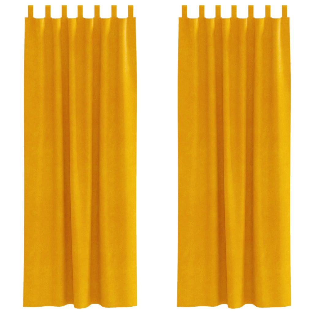 Tende oscuranti  con anelli di sospensione 2 pz Giallo senape in velluto