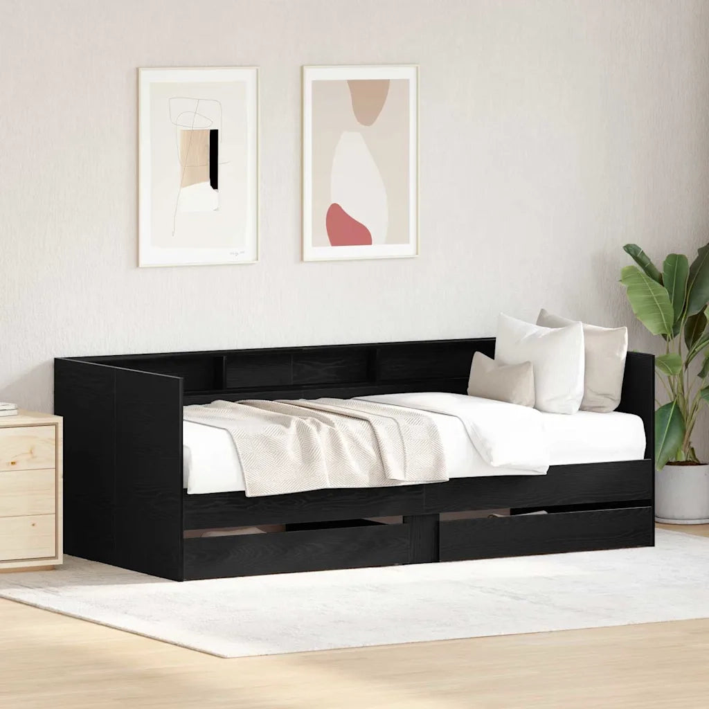 Daybed con testiera Rovere Nero 100 x 200 cm Legno multistrato 3333986