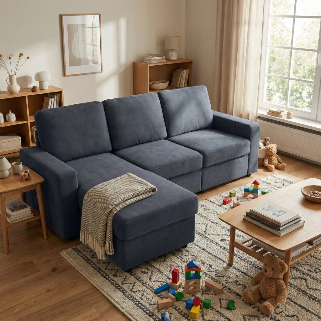 Divano Angolare con Contenitore ¨C MINIMAL ¨C Tessuto, Ottomane, 245 cm
