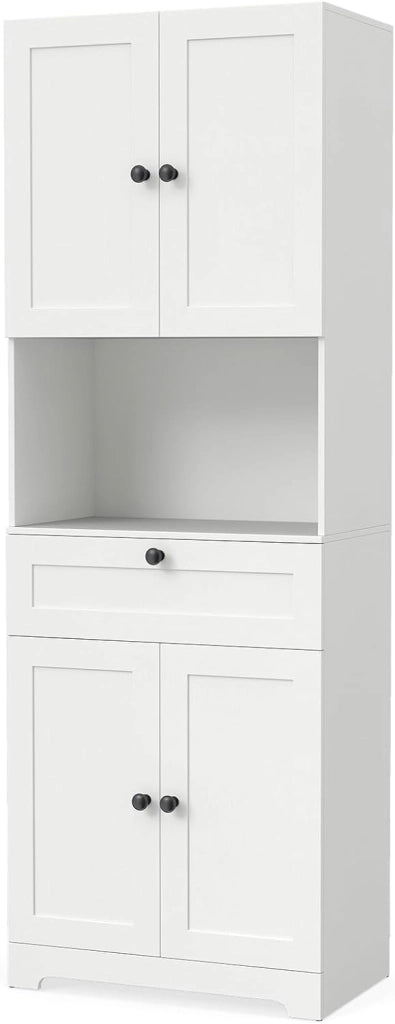Armadietto da bagno alto con 4 ante, cassetto, cucina con ripiani regolabili, armadietto multiuso per cucina, bagno, soggiorno, camera da letto, 60 x 35 x 171,5 cm (grigio)