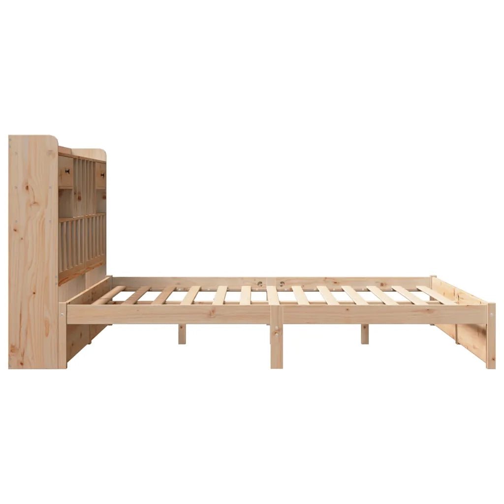 Letto Libreria senza Materasso-Struttura Letto con contenitore 180x200 cm in Legno di Pino 798485