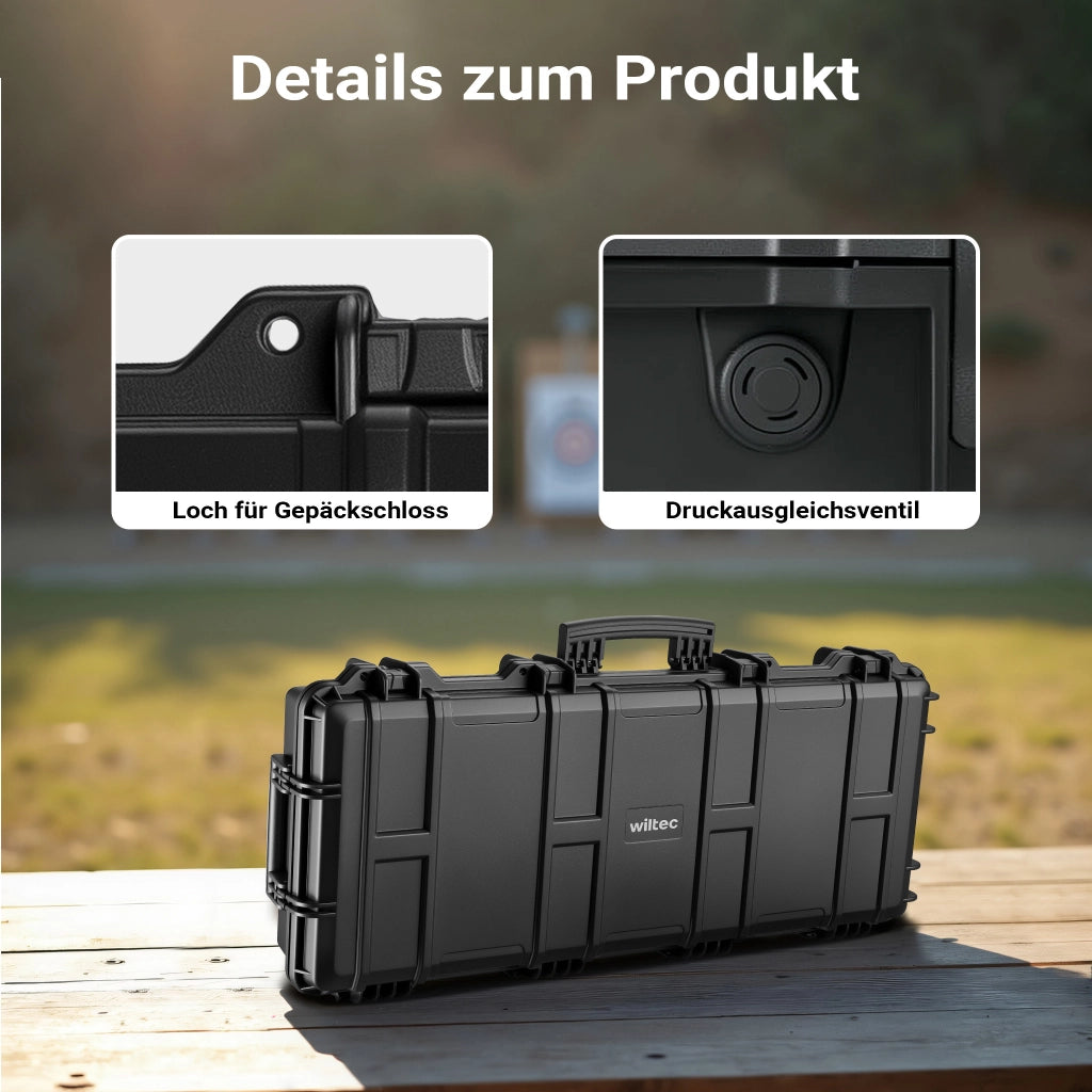 Valigetta porta armi impermeabile con rotelle 97,8 x 42 x 17,3 cm, Trolley Custodia per ASG fucili ad aria compressa, per softair