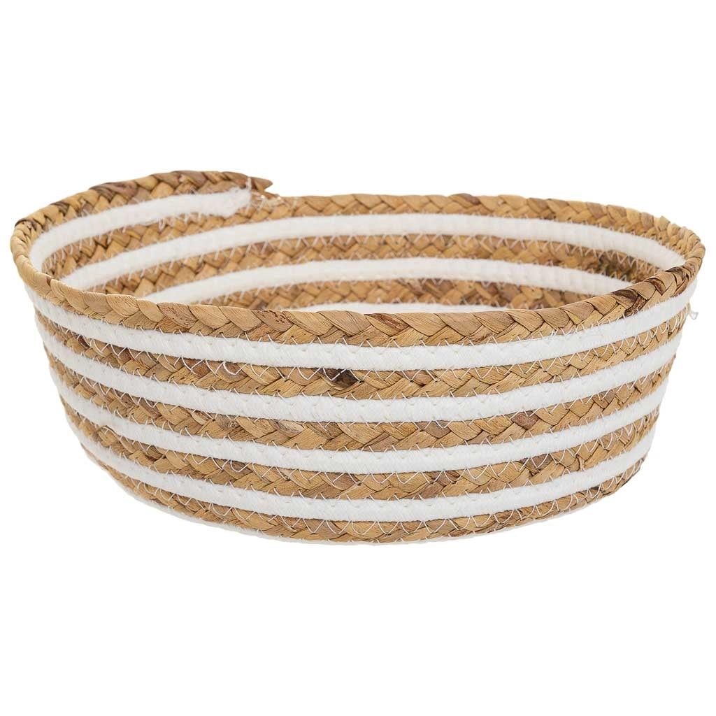 Cesto fibra naturale cotone bianco e marrone d35x14