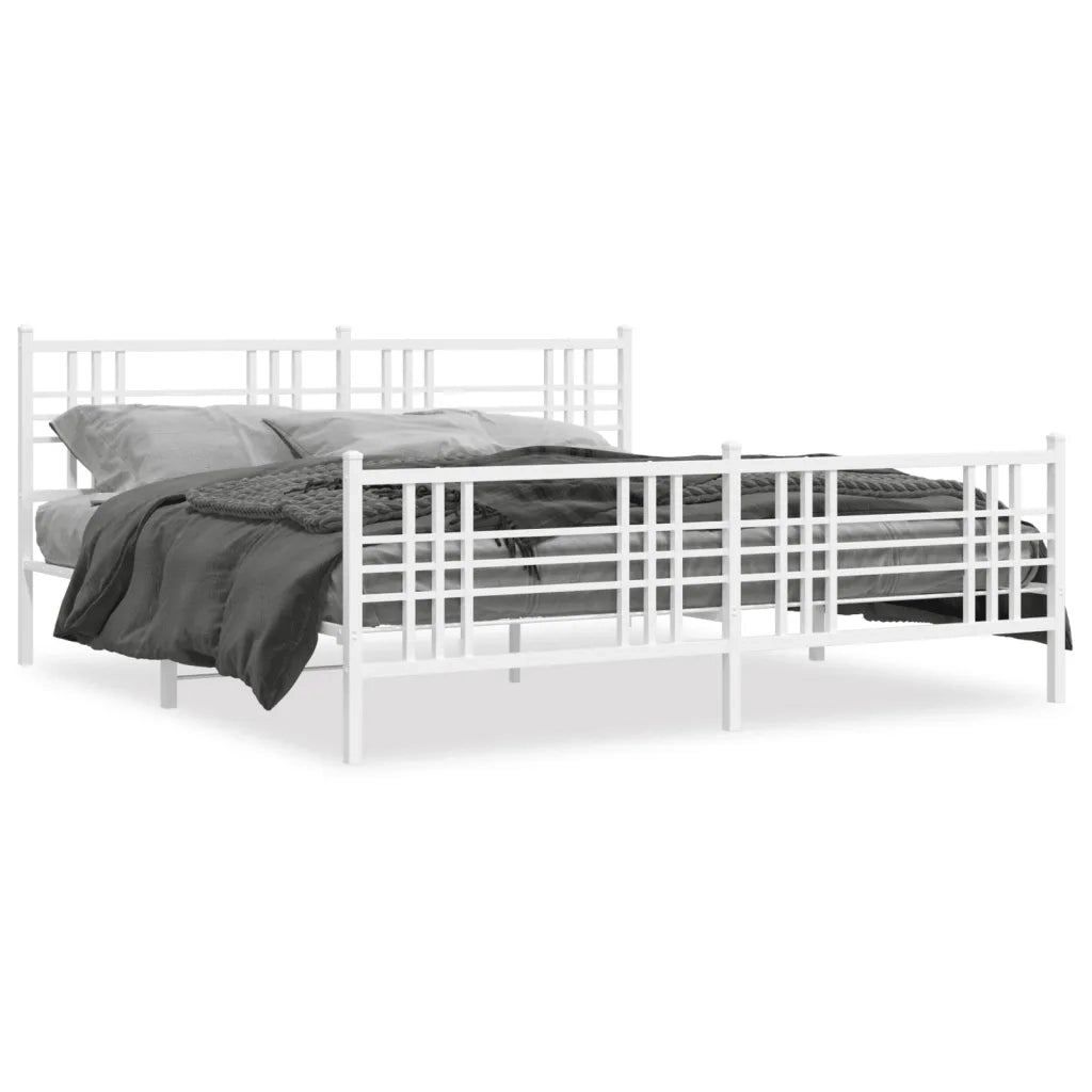 Giroletto con Testiera e Pediera Metallo Bianco 183x213 cm 376396