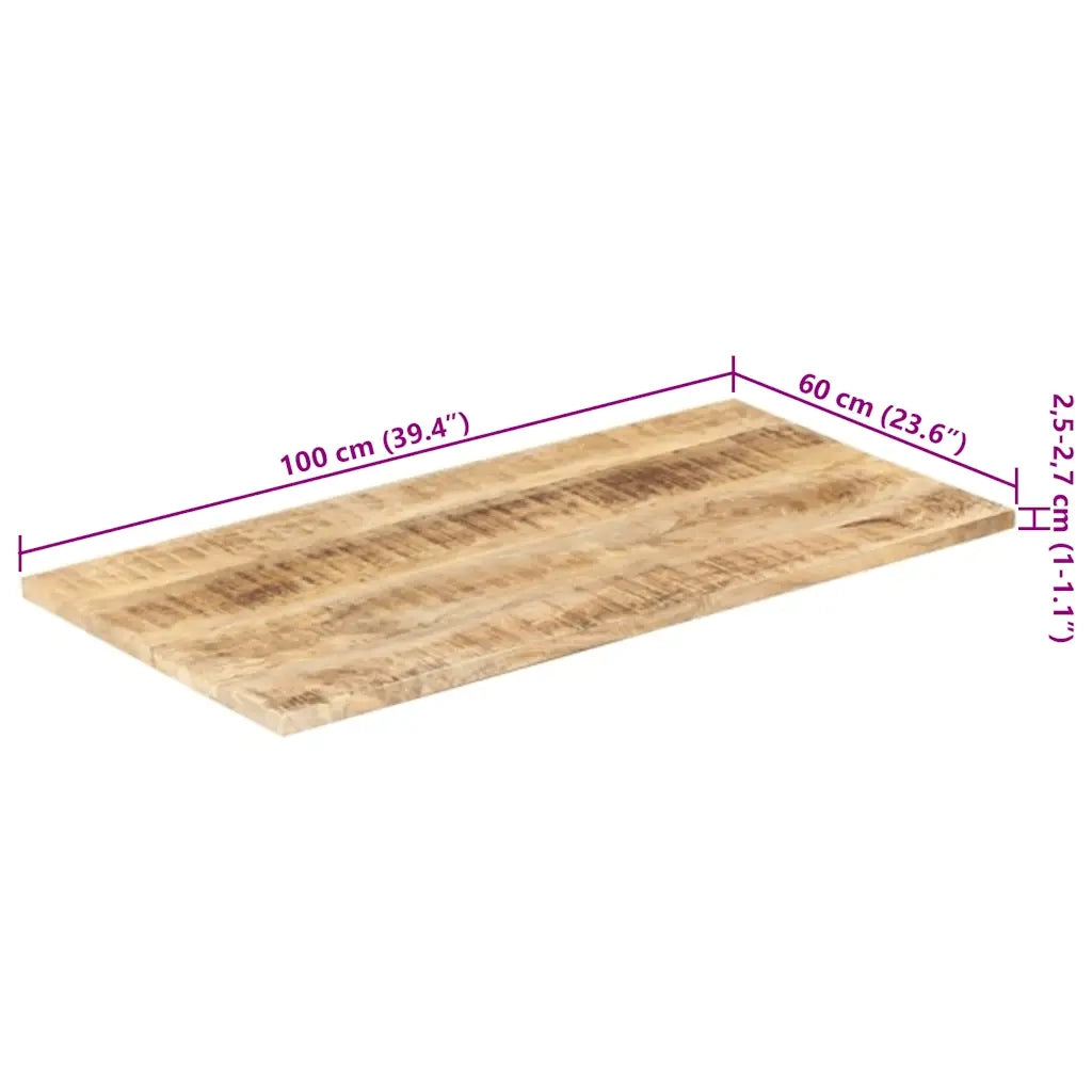 Piano Tavolo in Legno Massello di Mango 25-27 mm 100x60 cm 286024