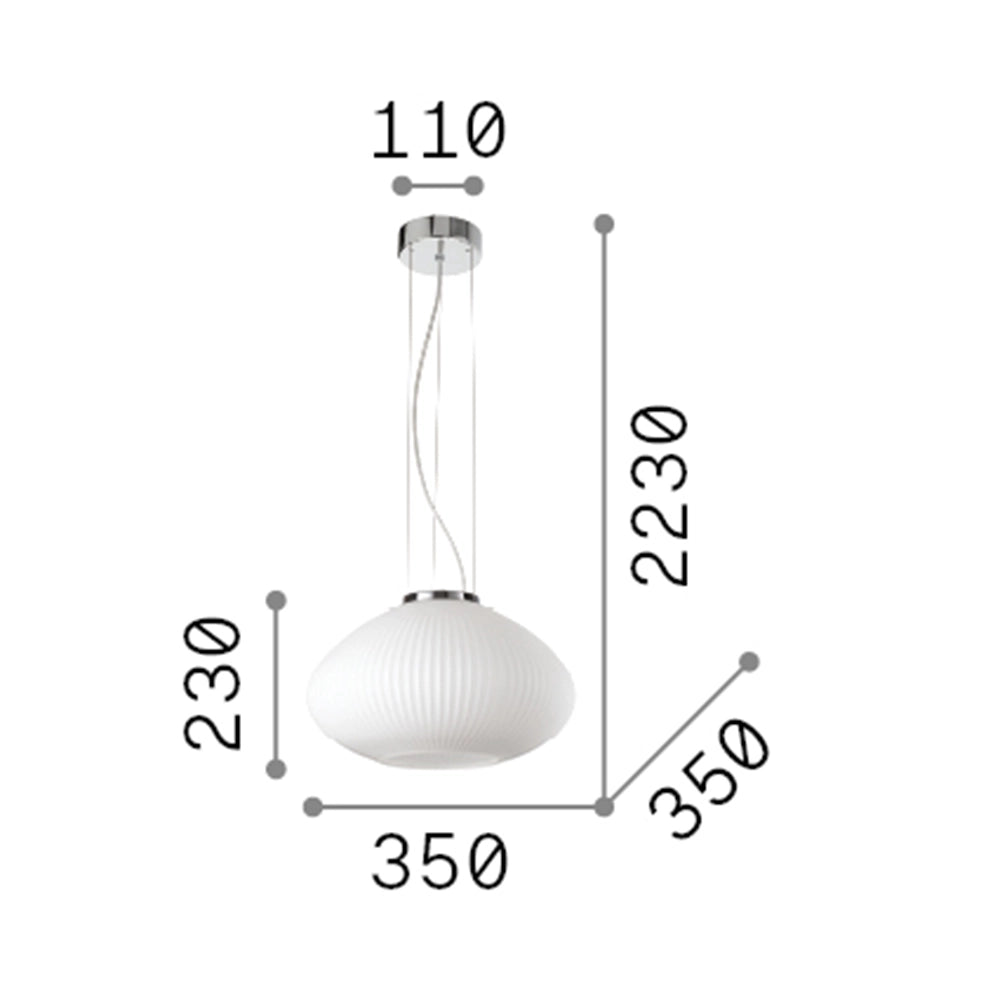 Sospensione Moderna Plisse' Metallo Cromo 1 Luce E27 D35Cm