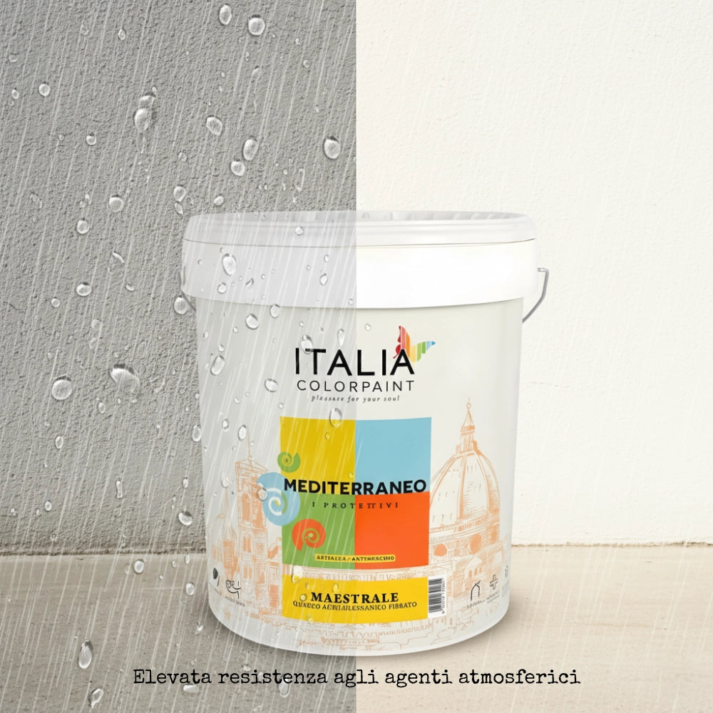 Idropittura quarzo acrilsilossanico fibrato mediterraneo maestrale bianco *** formato 4 lt, confezione 1