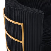 Poltrona girevole 360° con contenitore e seduta imbottita in cord nero