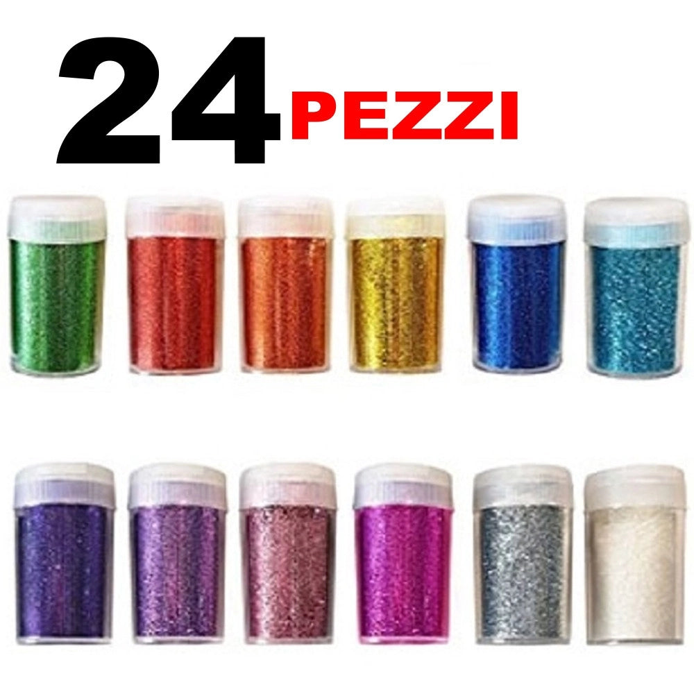 Trade Shop - 24 Porporina Glitter Grana Fine Decorazioni Pittura Natale Lavoretti Casa Scuola -
