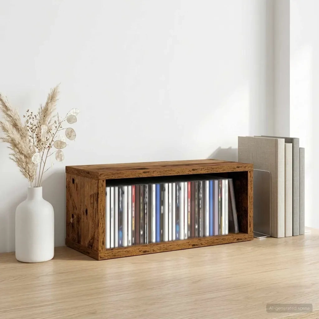 Rack per Stoccaggio CD Legno antico 40 x 17 x 17 cm 8012724