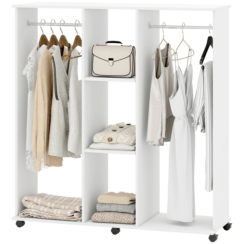 Armadio scorrevole con ruote ¨C zephmum ¨C bianco legno 120x40x128 cm