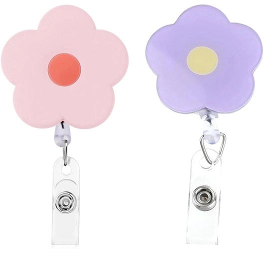 Ottimizzatore di nome ID con design floreale - blocco di nome ID retrattile - robusta vite - supporto ID di plastica rinforzata - supporto ID in silicone flessibile - supporto ID di plastica rinforzata con blocco di nome ID retrattile