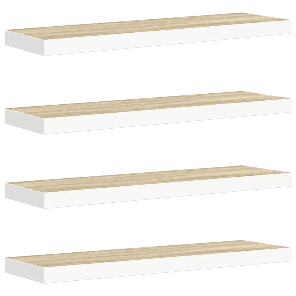 Scaffali a Parete 4 pz Rovere e Bianco 90x23,5x3,8 cm in MDF 326584