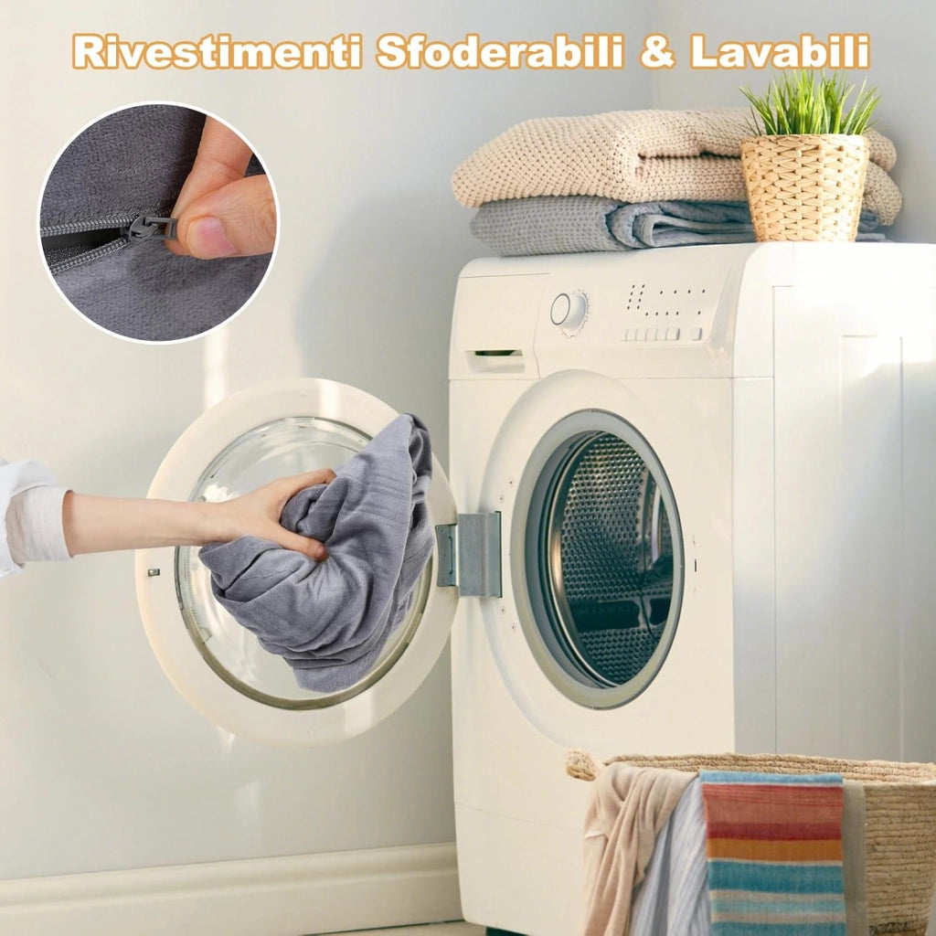 Divano Componibile per Bambini, Divanetto Modurale Sottovuoto 10 Pezzi, per Gioco e Riposo, con Imbottitura in Spugna e Rivestimento in Velluto Cristallo, Fodera Rimovibile e Lavabile (Grigio)