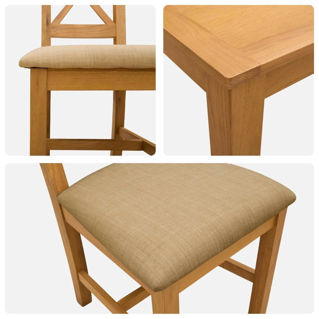 Set da pranzo 5 pz Beige Legno di Quercia Massello 3430363