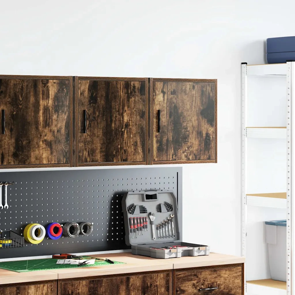vidaXL Pensili per Garage 2 pz Rovere Fumo in Legno Multistrato