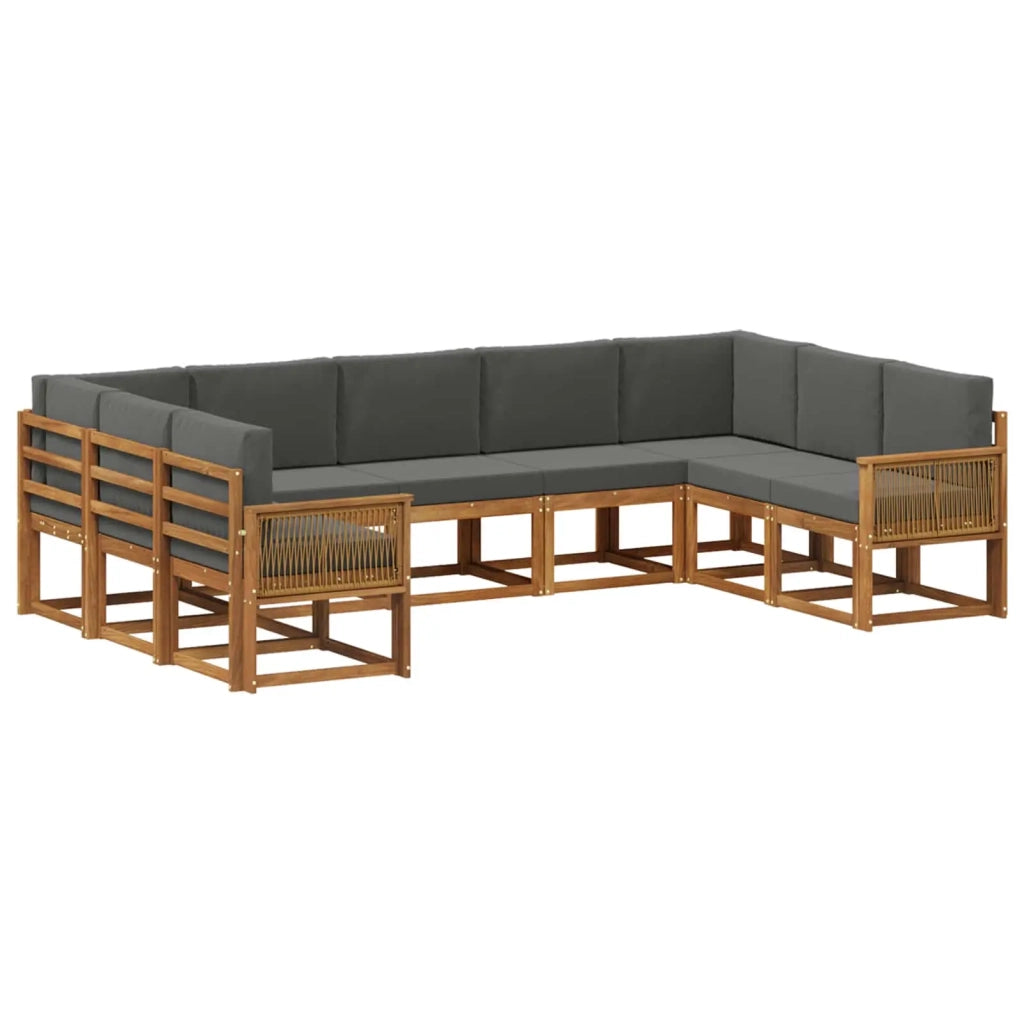 Set di divani da esterno con cuscino 9 pcs Naturale e Antracite 3385538