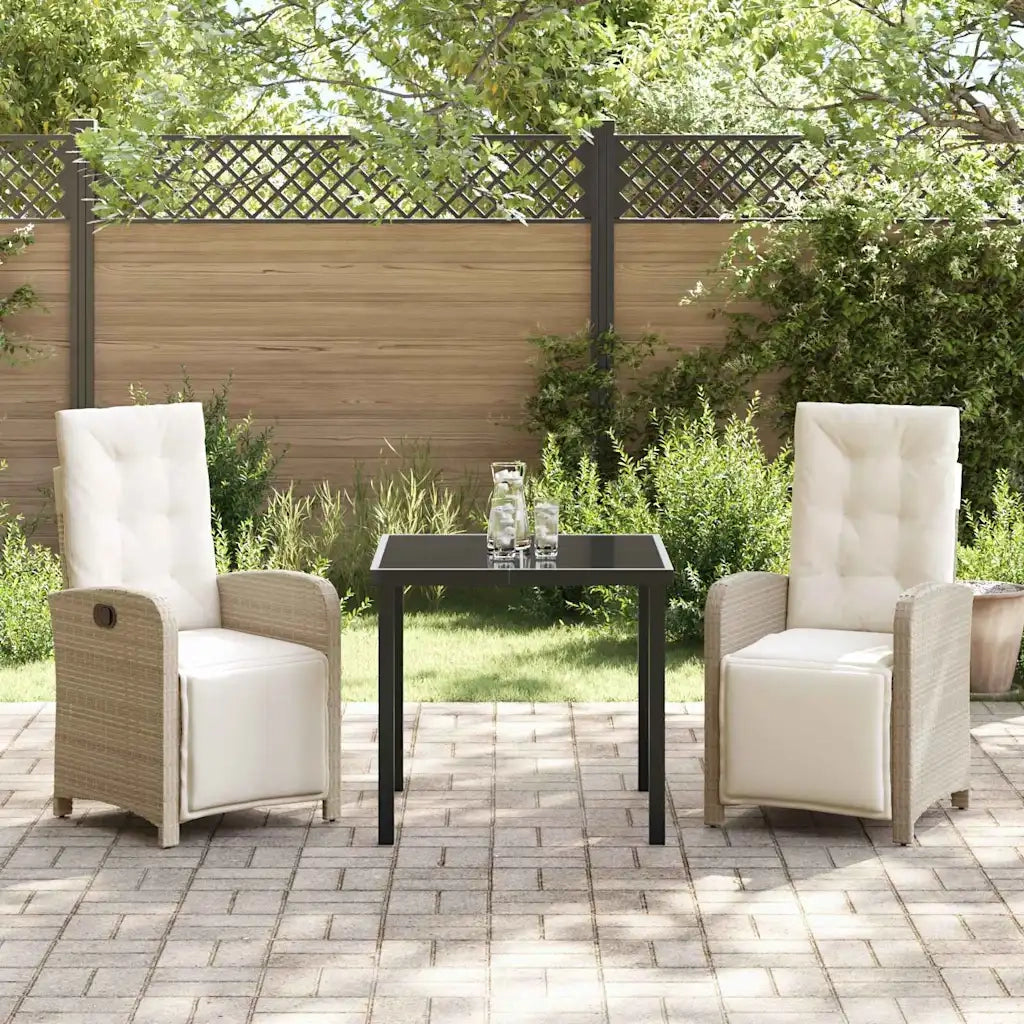 Set da Pranzo per Giardino con cuscino 3 pcs Beige polyrattan 3380330