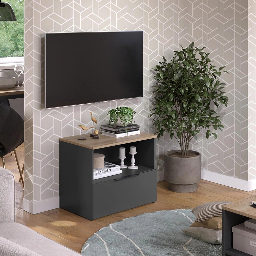 Credenza Wido, Antracite/Sonoma, 60 x 50 cm con patta, adatto per riporre le scarpe nell’ingresso