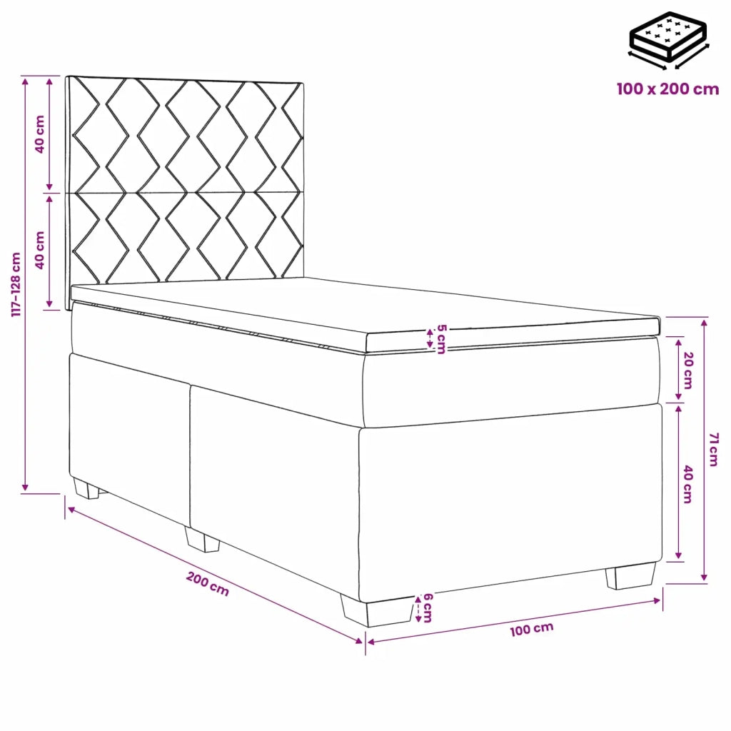 Letto box spring con materasso Crema 100 x 200 cm Tessuto 3453351