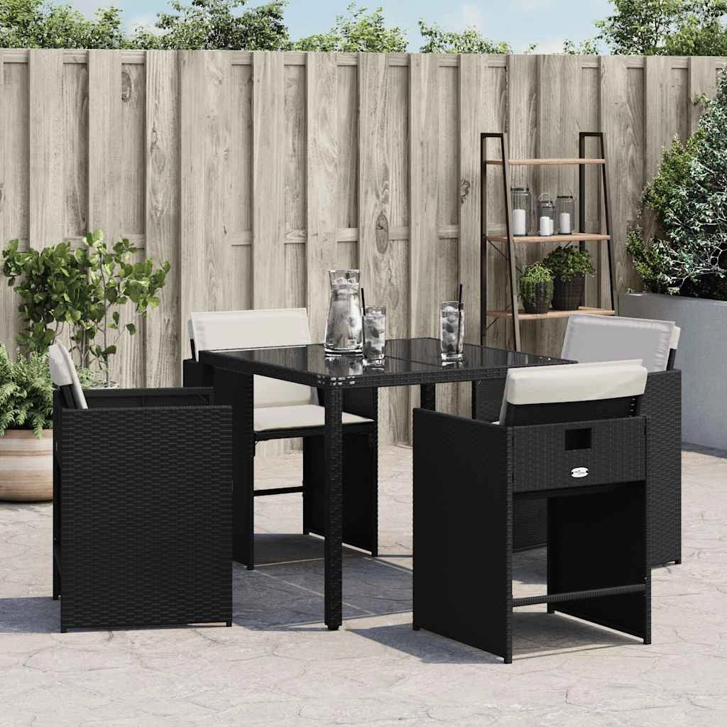 vidaXL Sedie da Giardino con Cuscini 4 pz Nere in Polyrattan