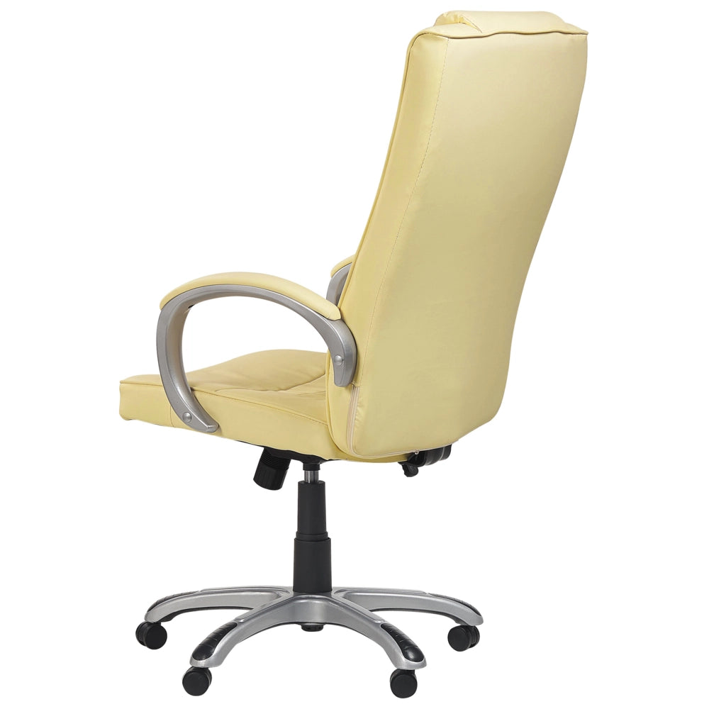 Poltrona da ufficio massaggiante riscaldata con seduta in pelle sintetica beige
