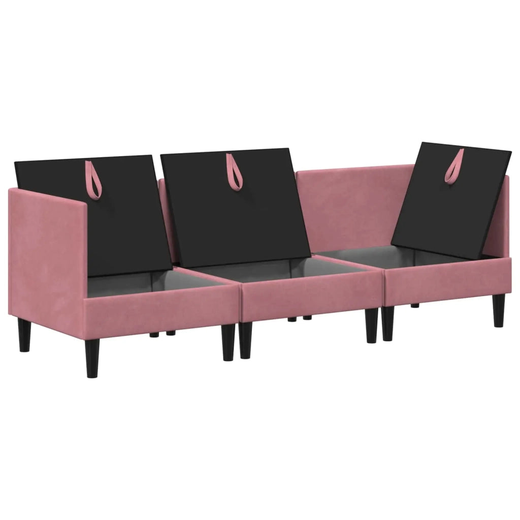 Set di mobili per il soggiorno con cuscino 3 pcs Rosa Velluto