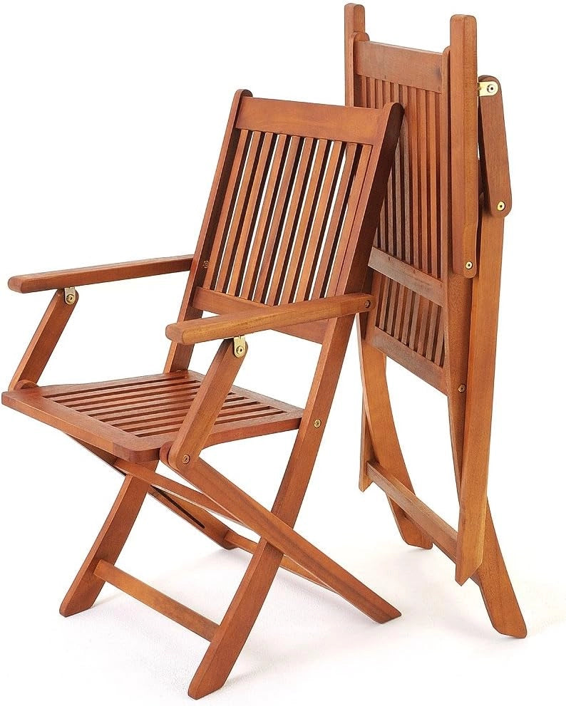 Set Tavolo e Sedie da Giardino in Legno Acacia Certificata FSC 5 Pezzi 4+1 Balcone Terrazza Veranda Mobili da Esterno 120x70x75cm