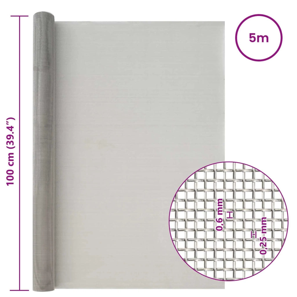 Rete per schermatura 100 x 500 cm 30 Mesh Argento 42039557