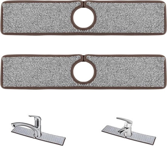 Assorbenti per rubinetto 47x105cm - Asciugamano microfibra per cucina - Spatola per rubinetto - Rubinetto cucina - Bagno cucina camper bar - Grigio marrone