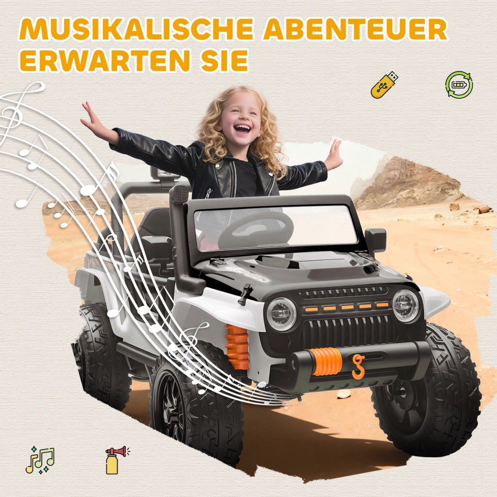 Auto Elettrica per Bambini 12V con Sedile Genitore ¨C Xylo ¨C Telecomando, Musica, LED, 3-8 Anni, Bianco