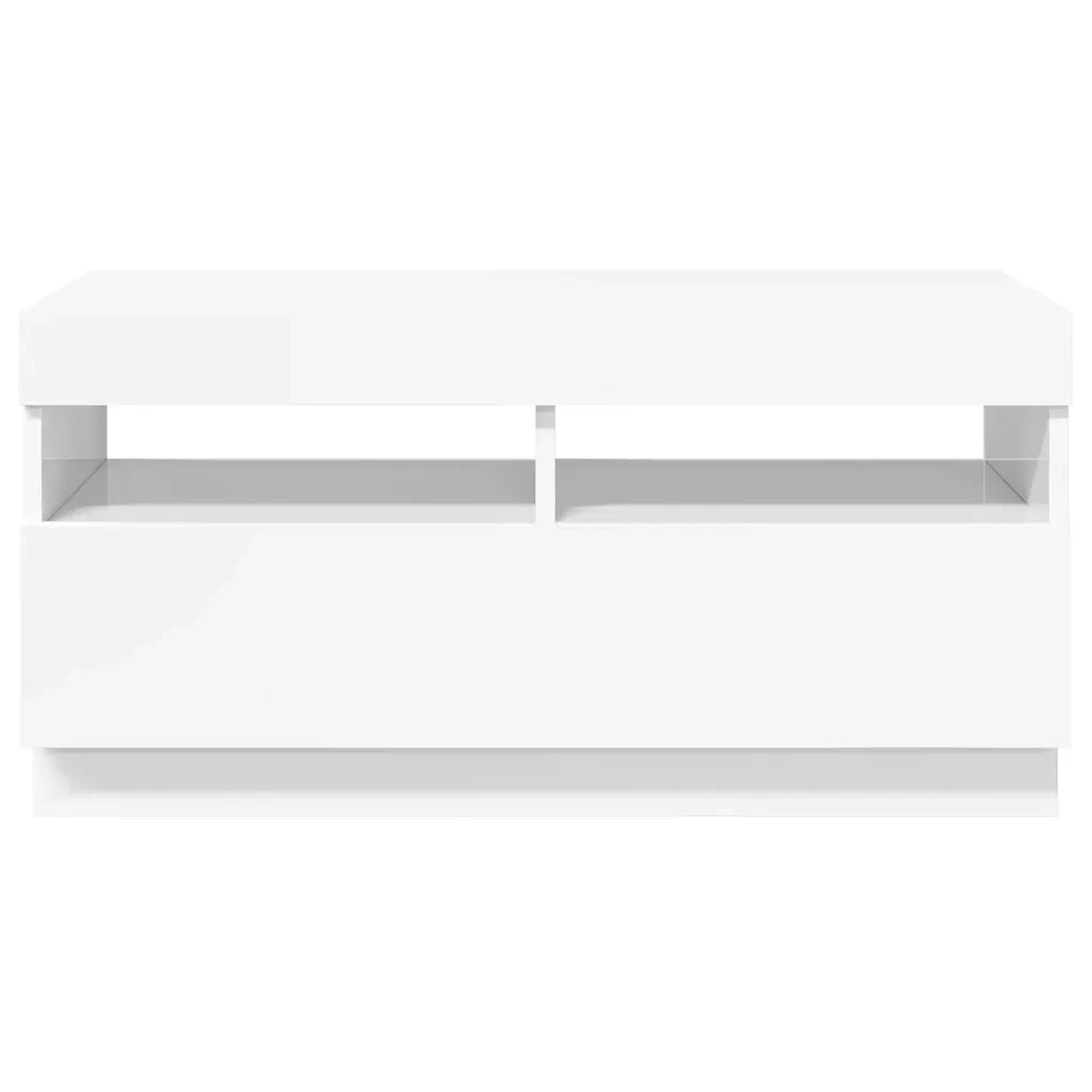 Mobile Porta TV con Luci LED Bianco Lucido 80x35x40 cm 804451
