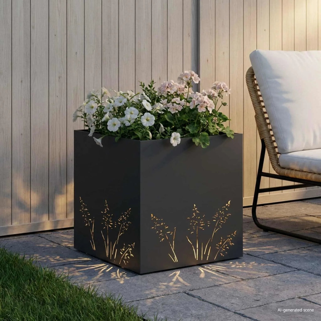 Vaso da giardino Nero 50 x 50 x 49 cm Acciaio laminato a freddo 8005792