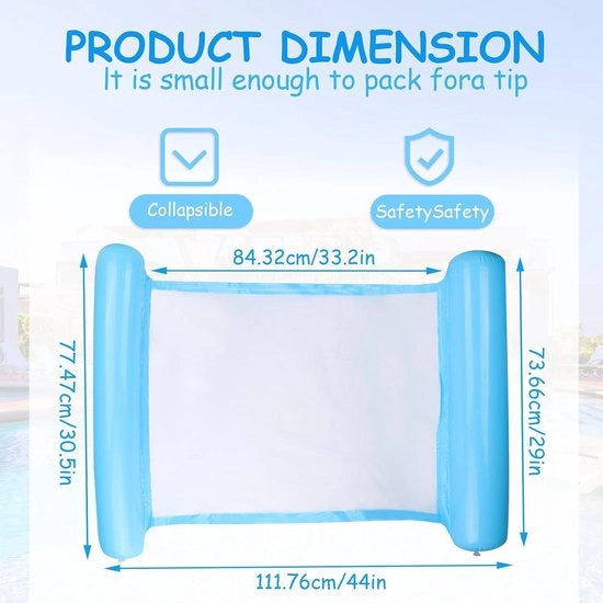 Hangmat multifunzionale - 4-in-1 - gonfiabile - sostenimento massimo 200 kg - dimensioni 1,30 x 0,73 m - facile da trasportare - rilassarsi in acqua - goditi il sole, in acqua fresca