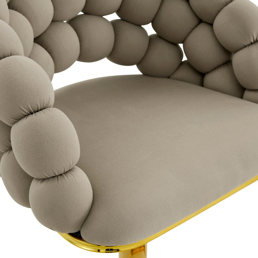 Sgabello da bar set da 2 in velluto con schienale a catena di sfere e altezza regolabile con base dorata grigio