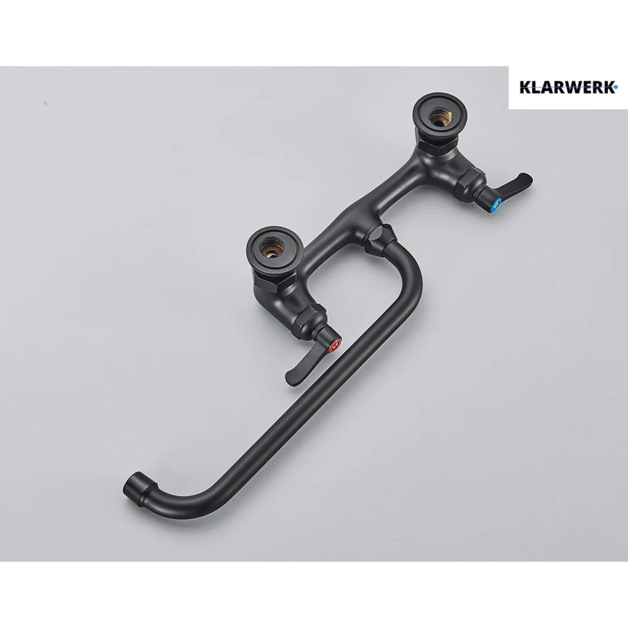 ALEX | rubinetto miscelatore catering rubinetto a parete nero | professionale da cucina in acciaio inox lungo e piatto| acqua ristorante bocca dritta