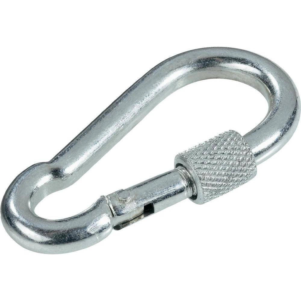 Trade Shop - Moschettone Con Chiusura Acciaio Aggancio Di Sicurezza Con Ghiera A Vite 80 Mm -