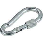 Trade Shop - Moschettone Con Chiusura Acciaio Aggancio Di Sicurezza Con Ghiera A Vite 80 Mm -