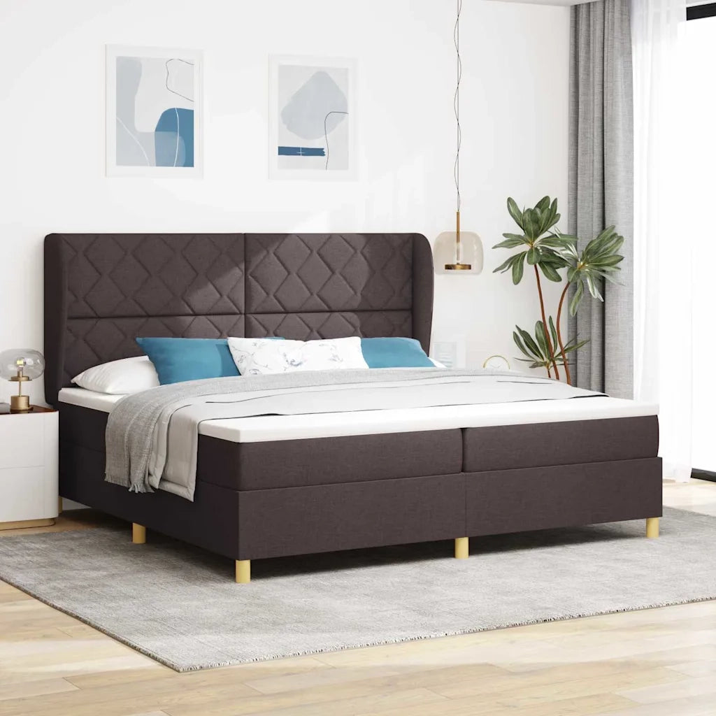 Letto a molle con materasso Marrone Scuro 200 x 200 cm Tessuto 3340840