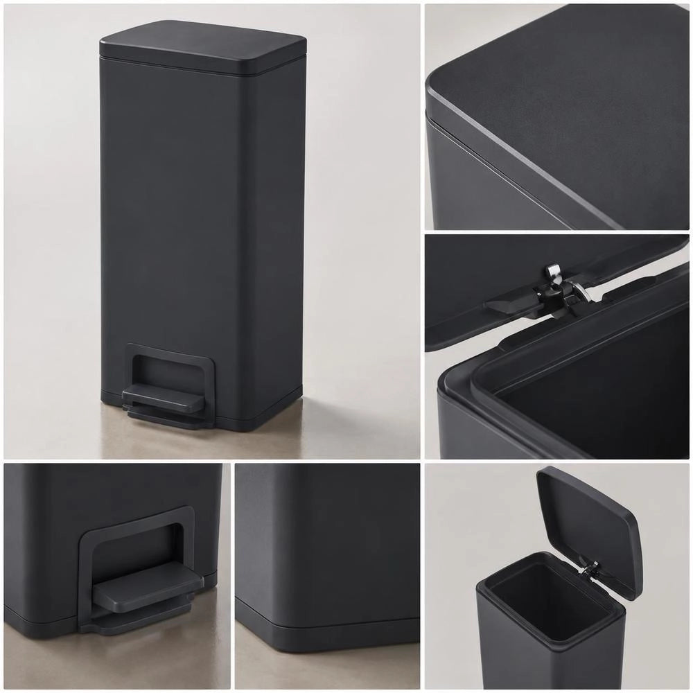 Trash Can With Pedal Anti-fingerprint 30 L Black Stainless Steel