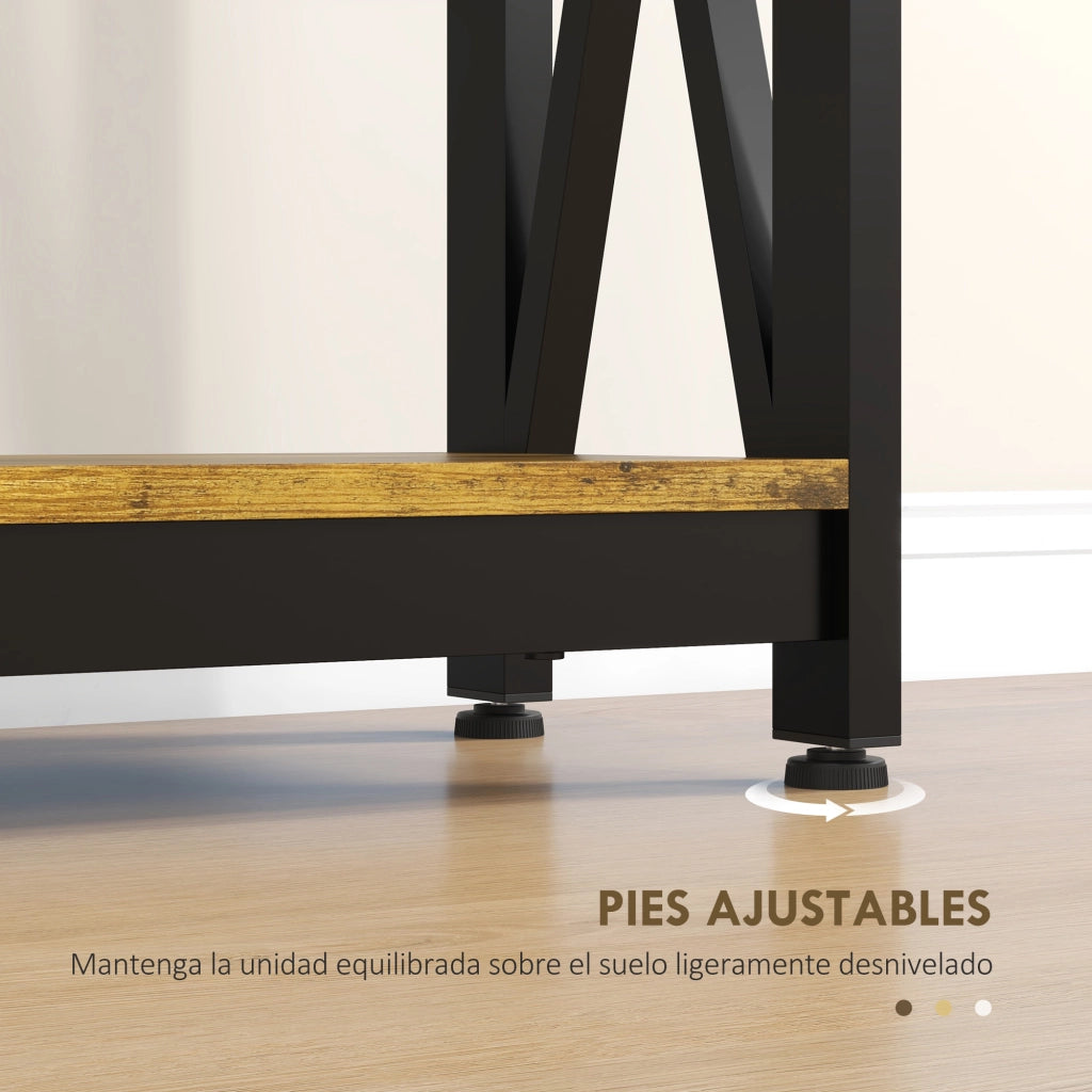 Consolle Ingresso 2 Ripiani con Stazione Carica USB ¨C zephmum ¨C Marrone 100x24x75 cm
