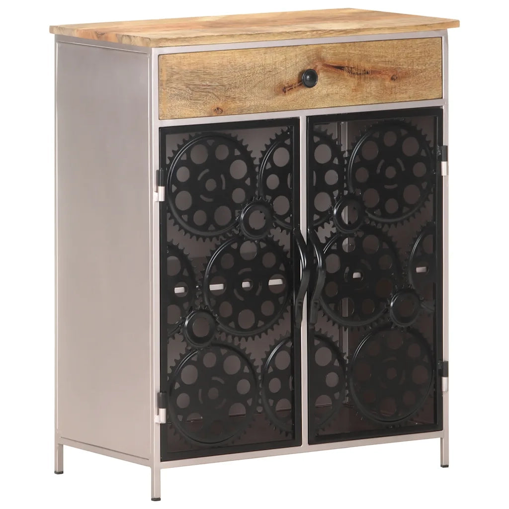 Credenza 60x35x75 cm in Legno di Mango Grezzo e Ferro 323736