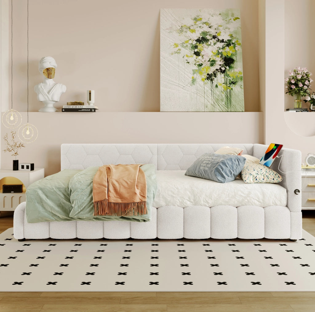 Letto contenitore 90x200 cm con LED, USB e Type-C