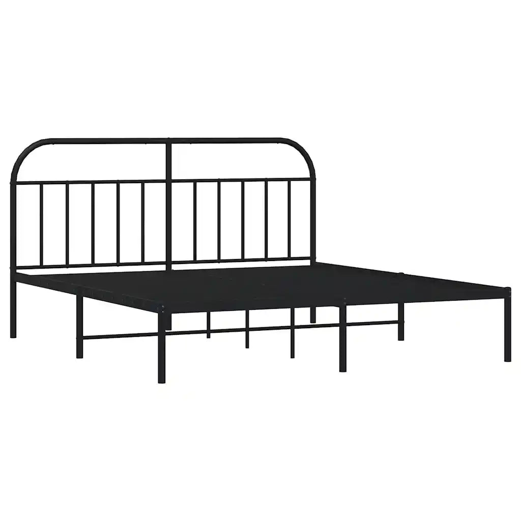 Giroletto con Testiera-Struttura Letto con testiera in Metallo Nero 180x200 cm 405978