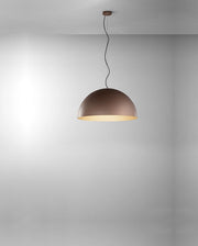 Lampada a Sospensione in Metallo 10S48560 MM, Struttura in Acciaio Marrone Metallizzato e Oro Opaco, Diametro 50 cm, Attacco E27, 60W - Perenz