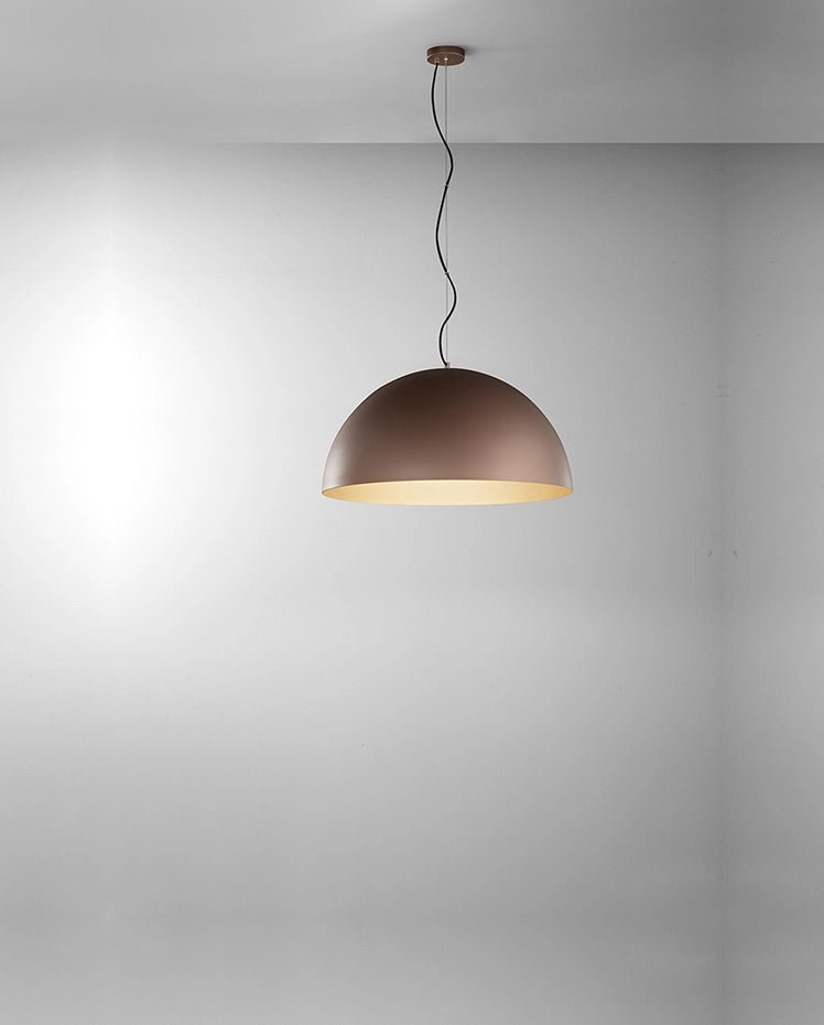 Lampada a Sospensione in Metallo 10S48560 MM, Struttura in Acciaio Marrone Metallizzato e Oro Opaco, Diametro 50 cm, Attacco E27, 60W - Perenz