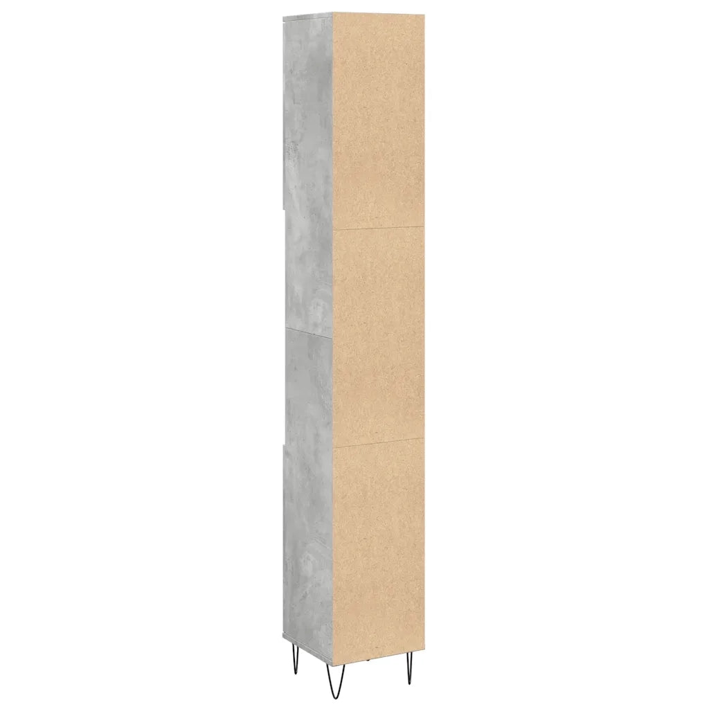 Armadietto Bagno Grigio Cemento 30x30x190 cm Legno Multistrato 857198