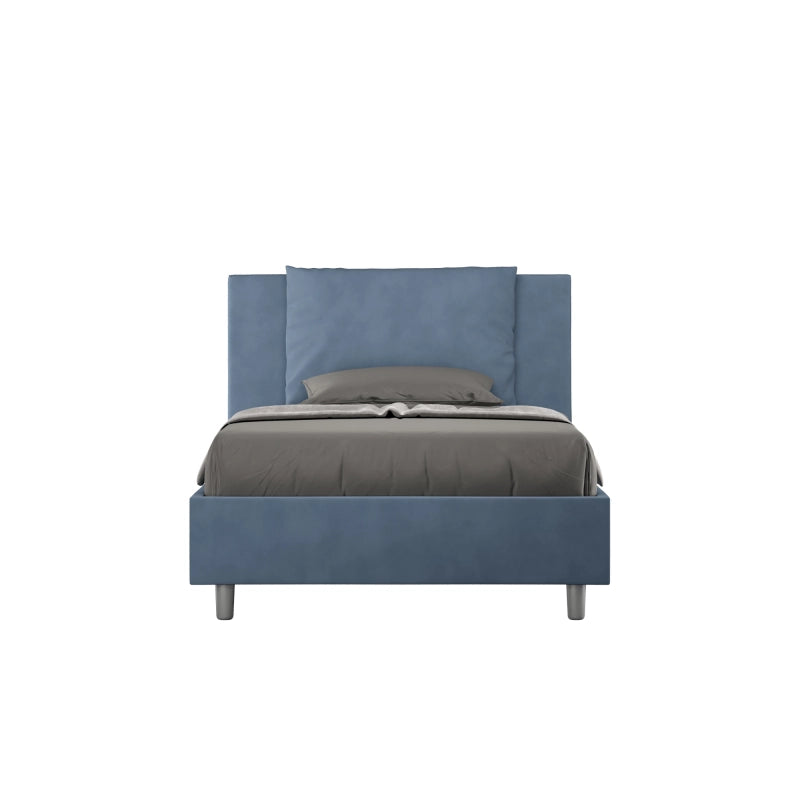 Letto imbottito 1 piazza e mezza 120x210 cm Antea - Senza rete,Microfibra,Blu