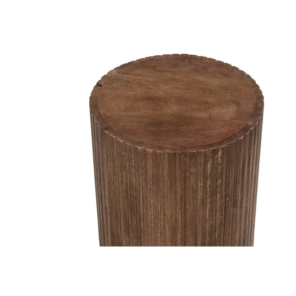 Table basse TALVORA – Legno di mango massiccio – Tavolino rotondo Ø35 cm – Design artigianale e compatto